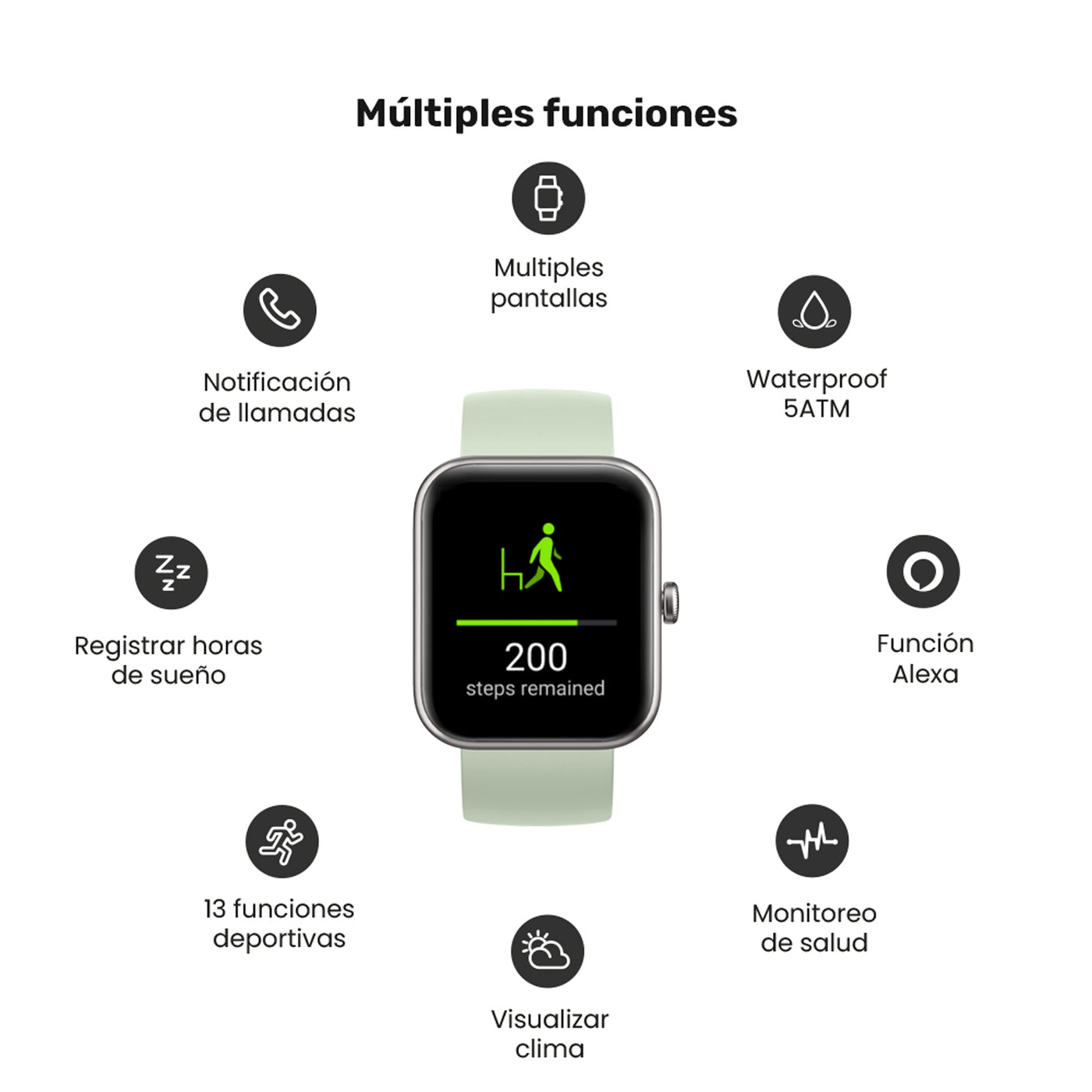 Pack Smartwatch Live 206 mini 40mm Green + Audifono RM12