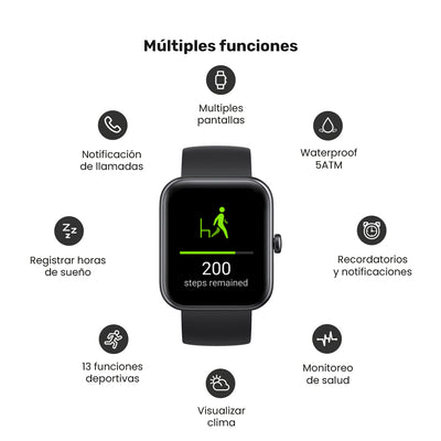 Pack Black Smartwatch Live 206 + Audífonos Buds Jam Lhotse