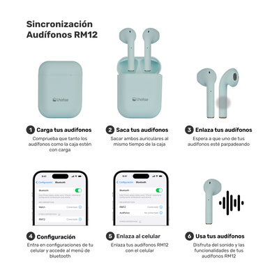 Audífonos Lhotse Bluetooth Inalámbrico Rm12 Celeste