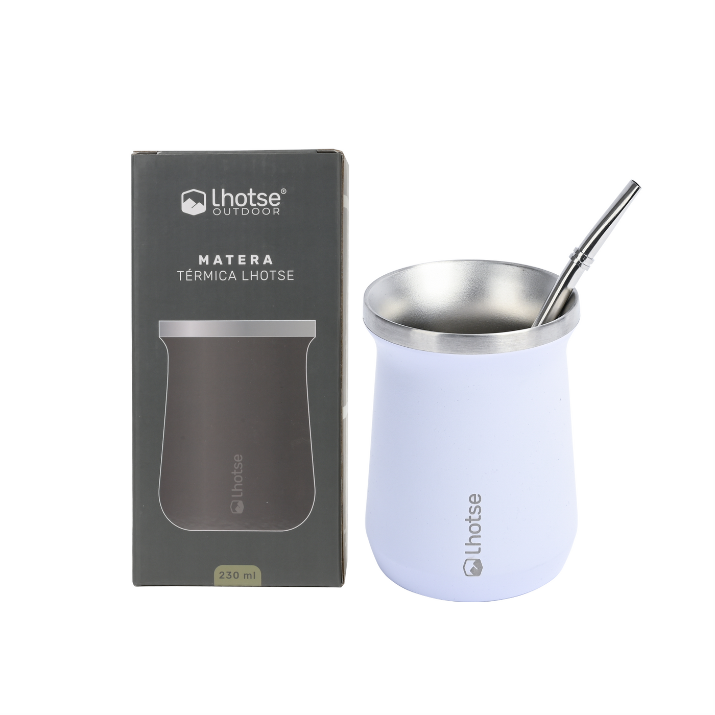 Mate Acero Inoxidable con Bombilla Lhotse White