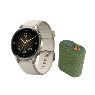 Pack Smartwatch Lhotse Vibe 05 Cream + Parlante Verde