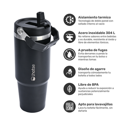 Botella Térmica Insulada Lhotse Travel Mug 900ml Black