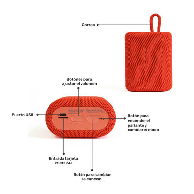 Parlante Portatil Bluetooth Lhotse Tune Up Rojo