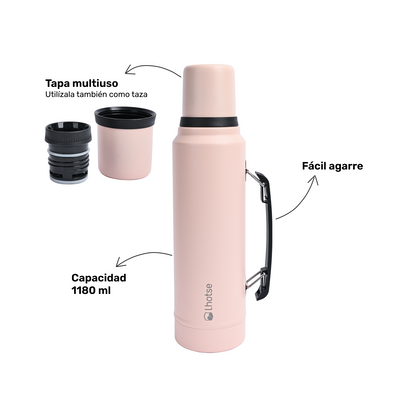 Termo Liquido Classic 1,3 lts + Mate Bombilla Lhotse Pink