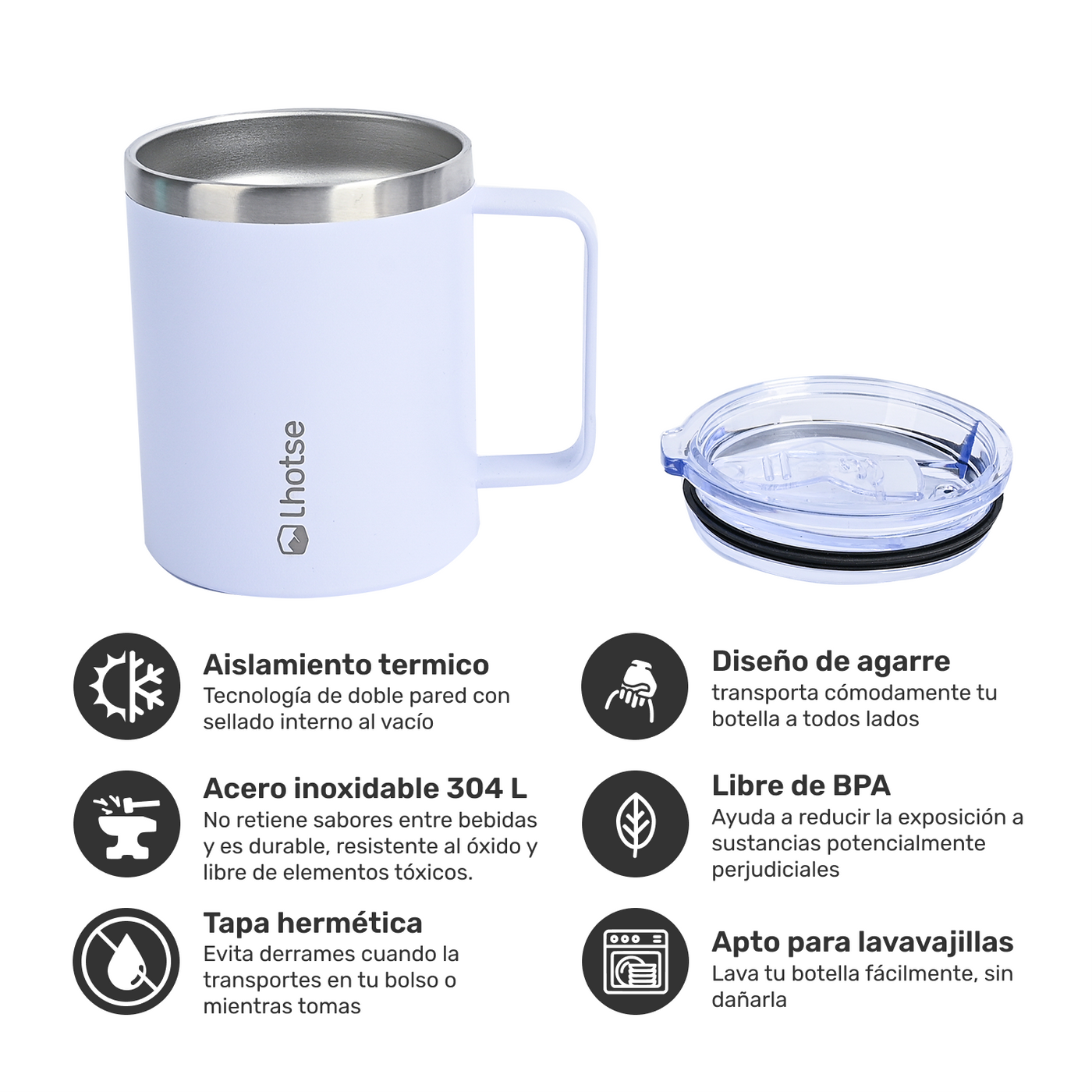 Taza Térmica Insulada Camping 350ml White