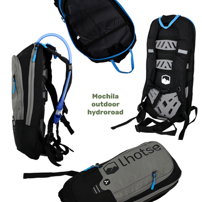 Mochila Outdoor HYDROROAD Gris + Bolsa de Agua Lhotse