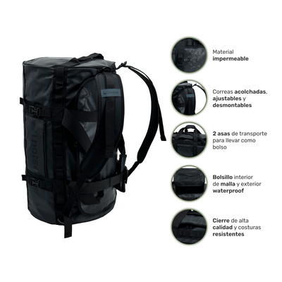 Pack Bolso Impermeable Vinson 60 Lts Black + Botella Coihue Lhotse