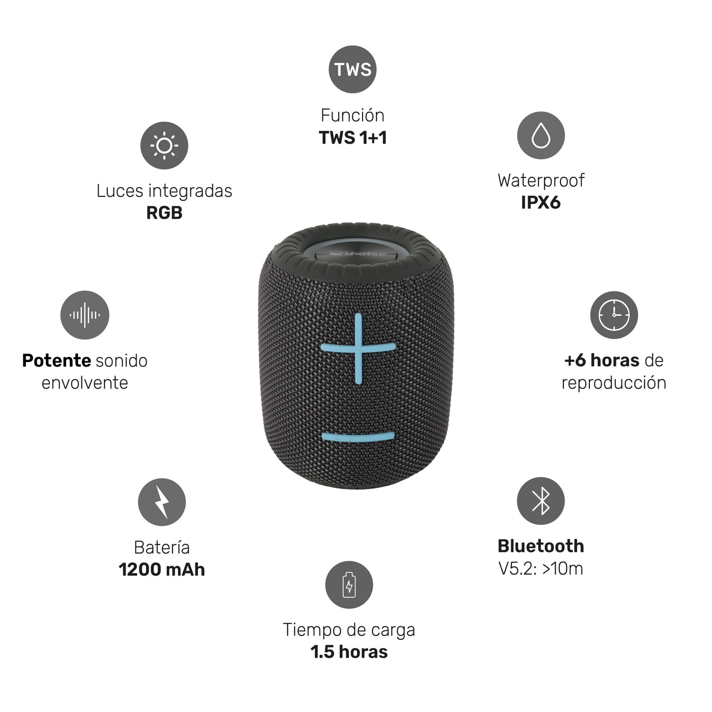 Parlante Portátil Inalámbrico Bluetooth TripGo+ Grey