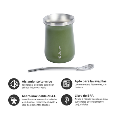 Mate Acero Inoxidable con Bombilla Lhotse Green