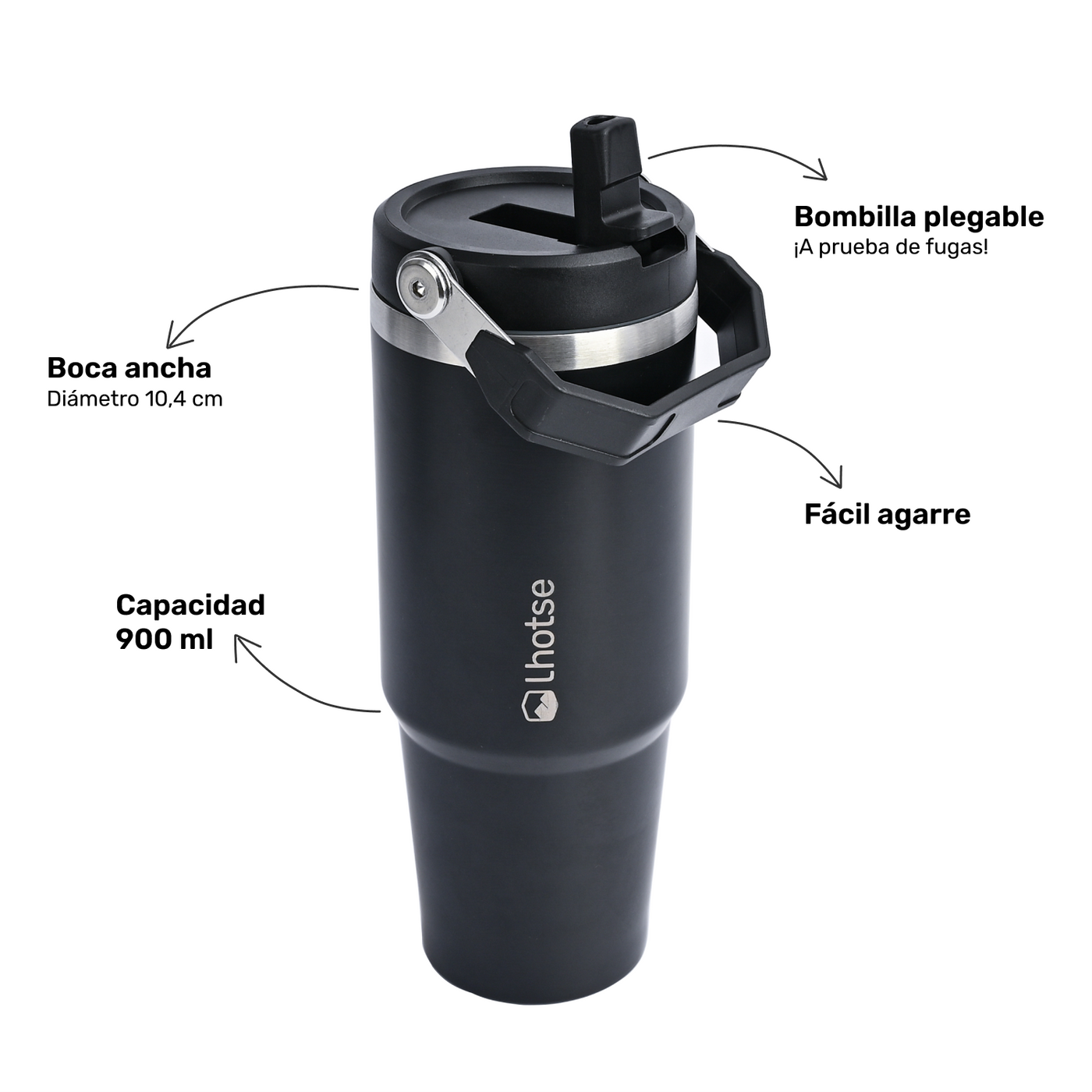 Botella Térmica Insulada Lhotse Travel Mug 900ml Black