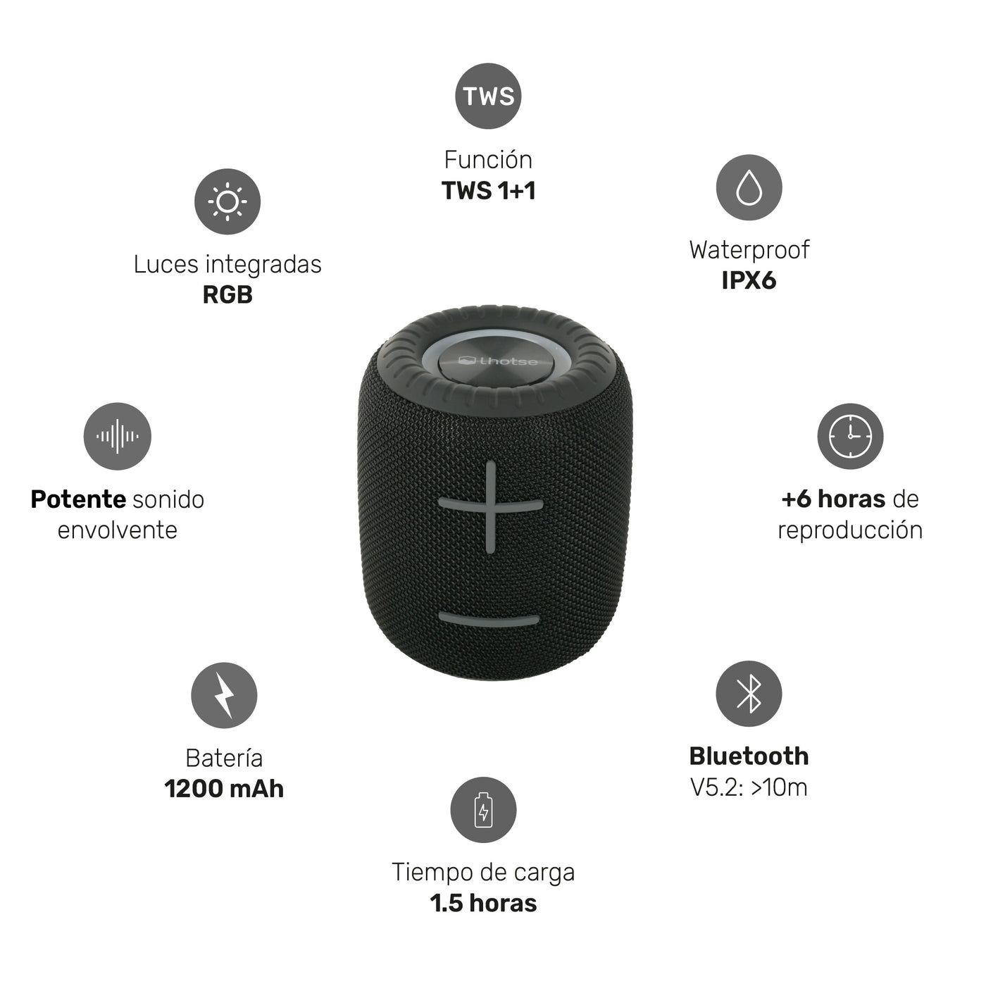 Parlante Portátil Inalámbrico Bluetooth TripGo+ Black