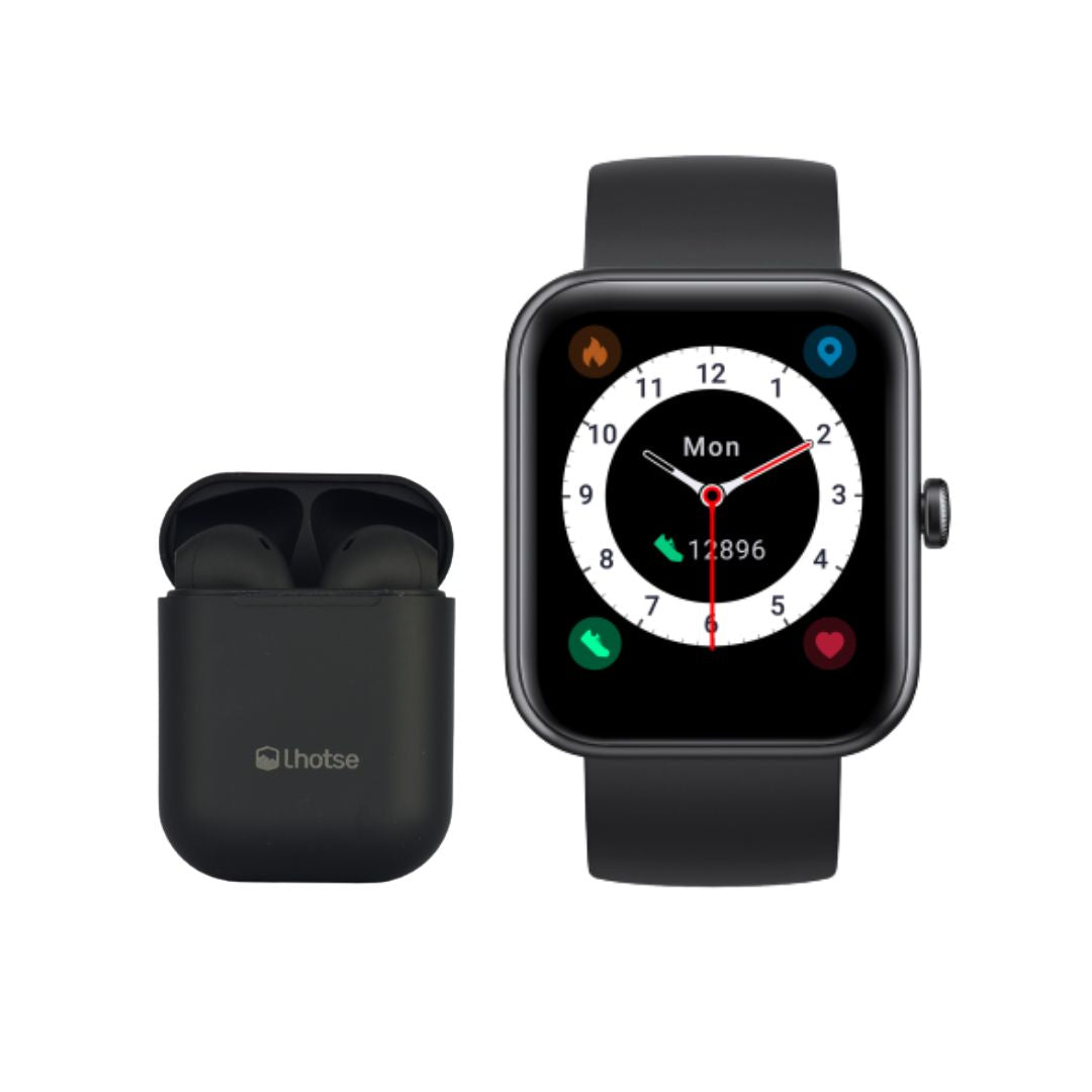 Pack Smartwatch Lhotse Live 206 42mm Black + Audifono RM12