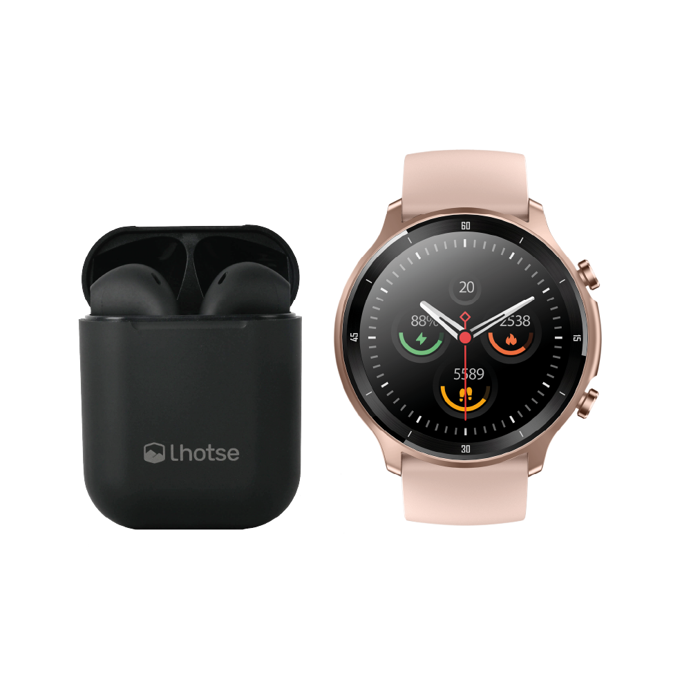 Pack Smartwatch Runner 219 Rosado + Audífonos Rm12 Lhotse