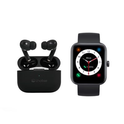 Pack Black Smartwatch Live 206 + Audífonos RM7 Pro Lhotse