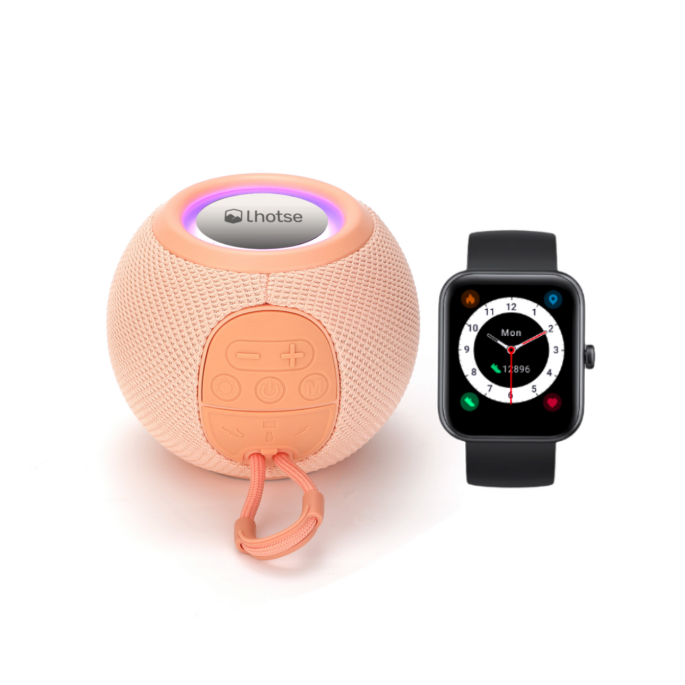 Pack Smartwatch Live 206 42mm Black + Parlante Bounce Pink