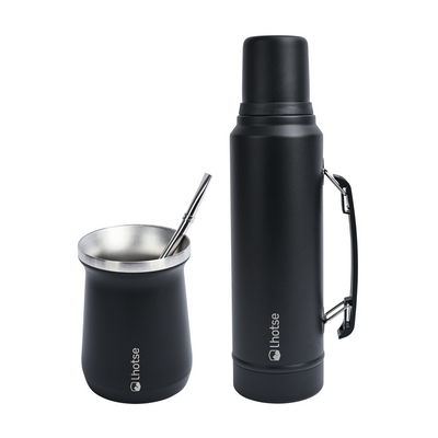 Termo Liquido Classic 1,3 lts + Mate Bombilla Lhotse Black