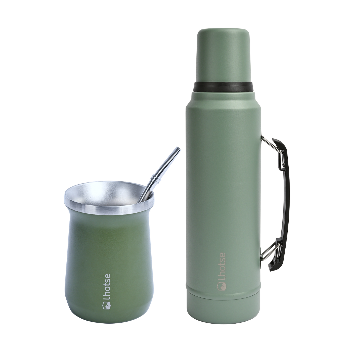 Termo Liquido Classic 1,3 lts + Mate Bombilla Lhotse Green