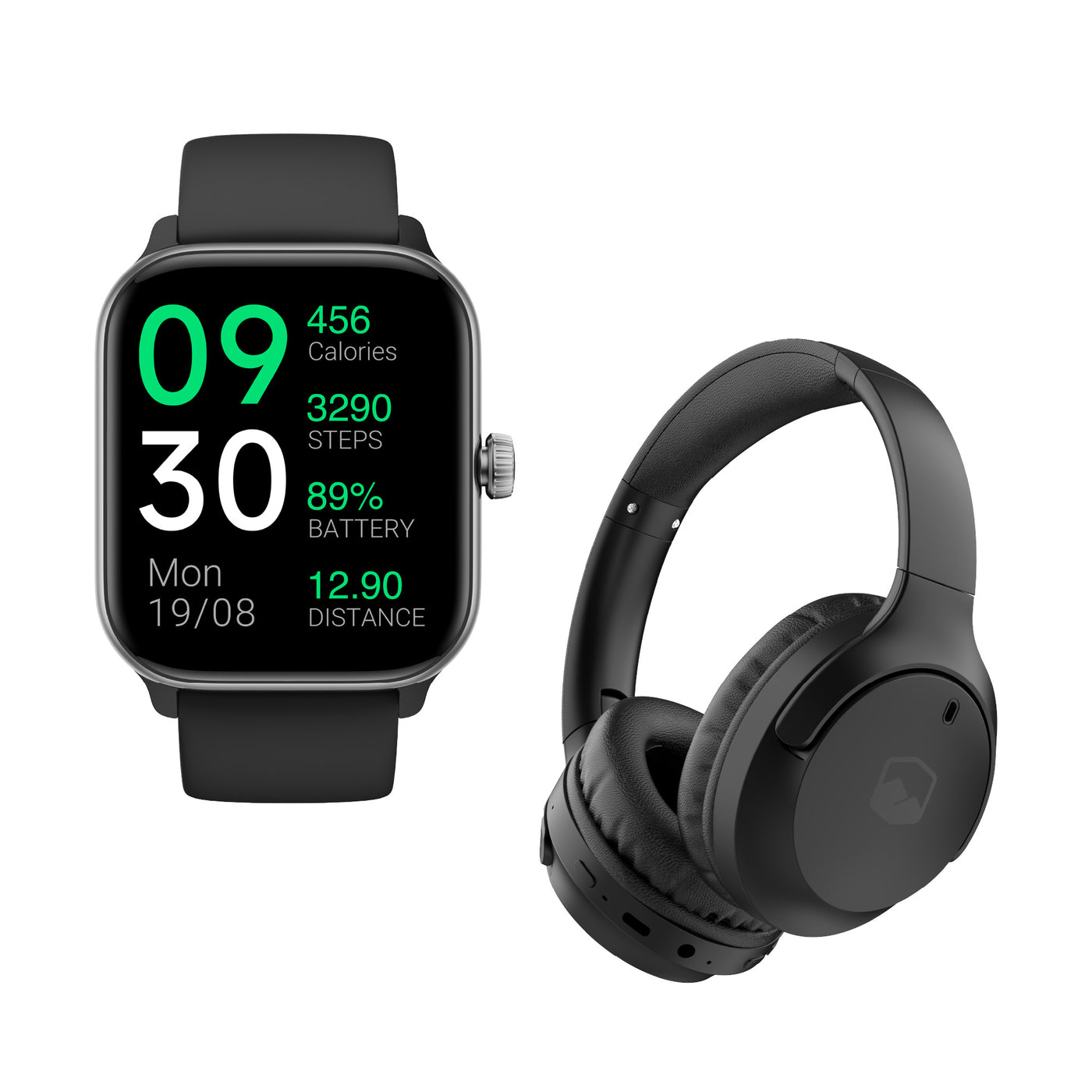 Pack Smartwatch Black Rhythm + Audífonos Black WavePro