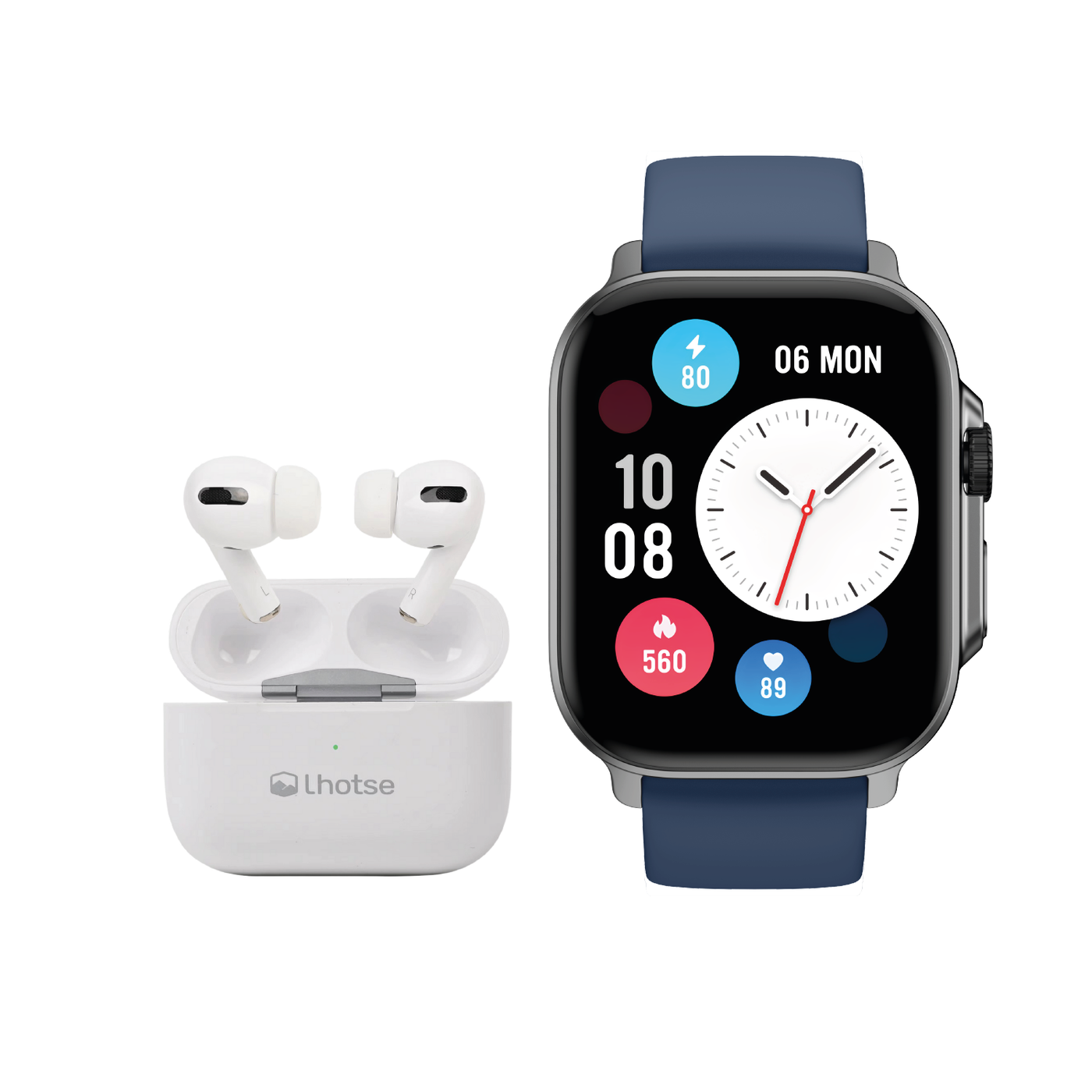 Pack Smartwatch Connect S03 Blue + Audífono RM7 Blanco