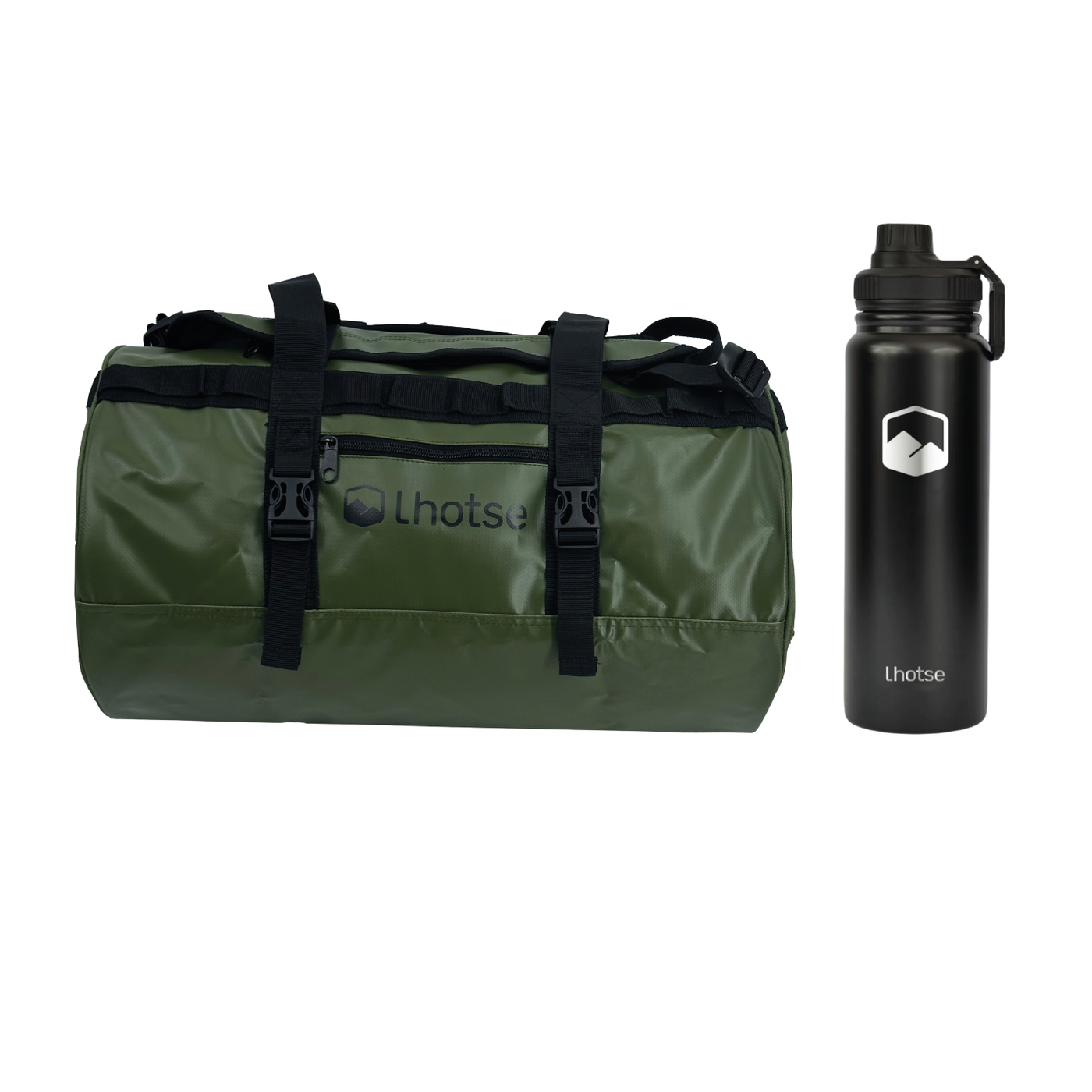 Pack Bolso Impermeable Vinson  30 Lts Green + Botella Coihue Lhotse