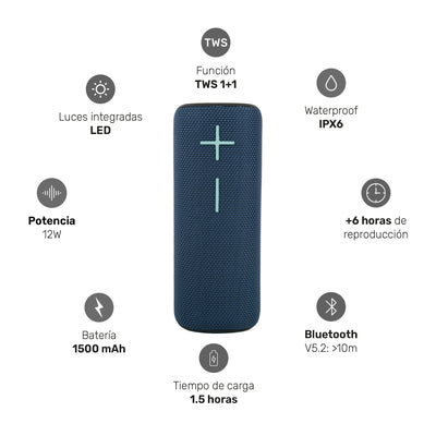 Parlante Portátil Inalámbrico Bluetooth Pulse On Blue