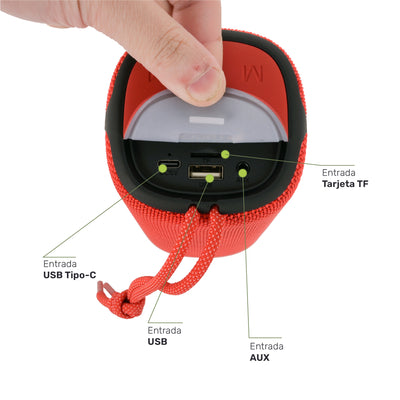 Parlante Portátil Inalámbrico Bluetooth Pulse On Red