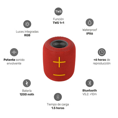 Parlante Portátil Inalámbrico Bluetooth TripGo+ Red