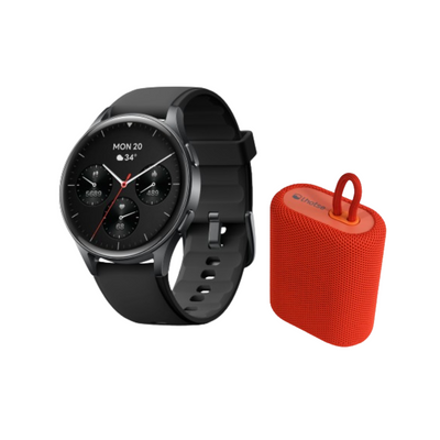 Pack Smartwatch Lhotse Vibe 05 Black + Parlante Rojo