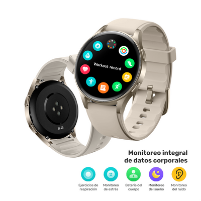 Pack Smartwatch Lhotse Vibe 05 Cream + Audífonos Rosado