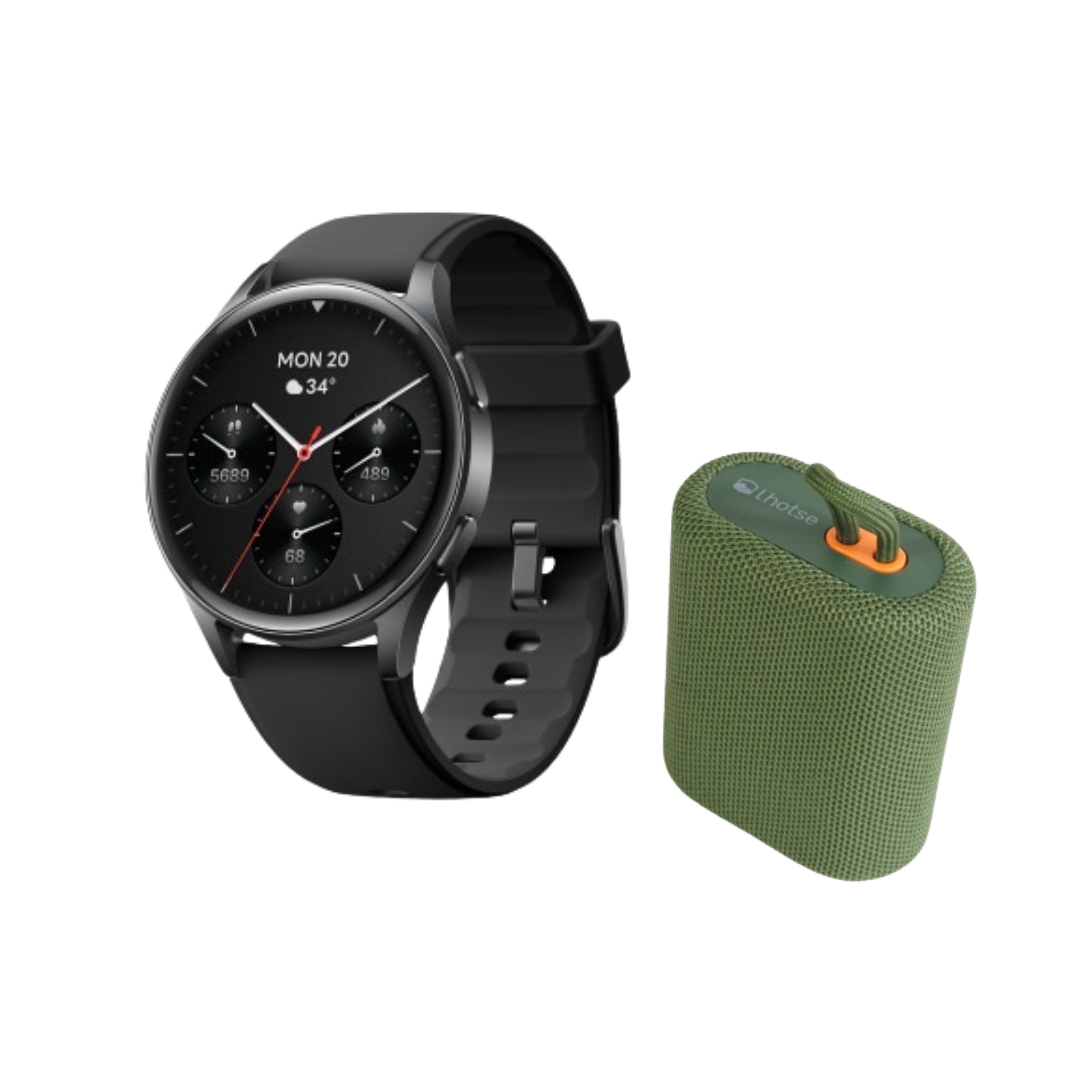 Pack Smartwatch Lhotse Vibe 05 Black + Parlante Verde